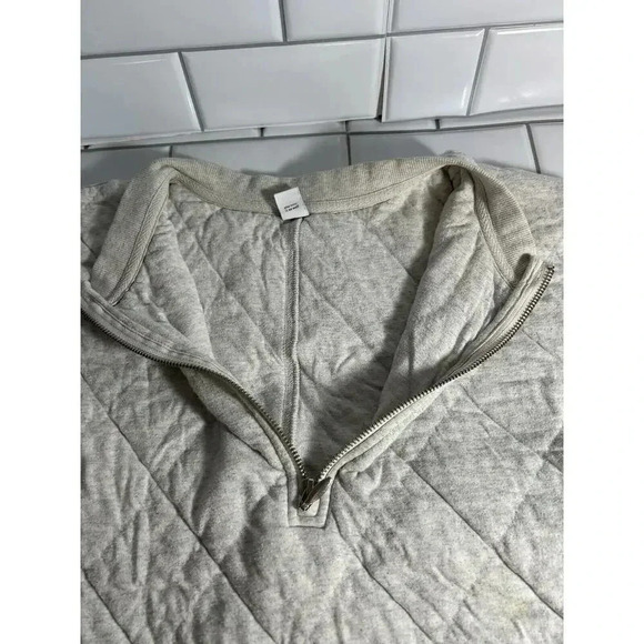 Old Navy Women's Size Xl Gray Cropped Half Zipper Quilted Sweater Extra Large - Picture 6 of 9